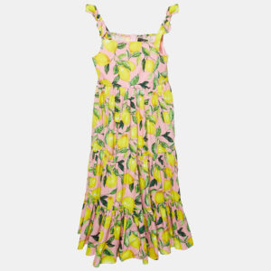 Dolce & Gabbana Pink Lemon Print Cotton Poplin Dress (11-12 Yrs)