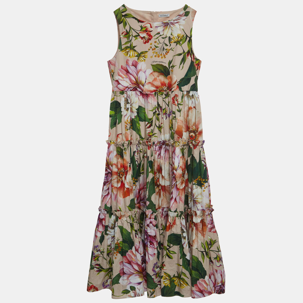 luxury-kids-dolcegabbana-used-girls-p922141-001 Dolce & Gabbana Pink Floral Printed Cotton Poplin Dress (11-12 Yrs)