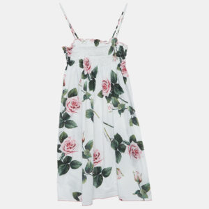 Dolce & Gabbana White Floral Printed Cotton Poplin Dress (11-12 Yrs)