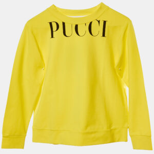 Emilio Pucci Kids Yellow Logo Print Cotton Sweatshirt Size 10 Yrs