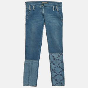 Ermanno Scervino Junior Blue Denim Embroidery Patch Detail Jeans 10 Yrs Waist 24"
