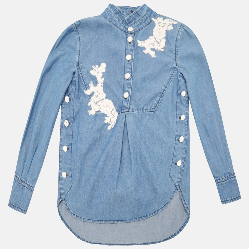 luxury-kids-ermanno-scervino-new-girls-p1138961-008 Ermanno Scervino Junior Navy Blue Lace Trim Camicia Blouse 4 Yrs