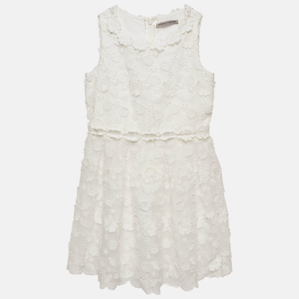 luxury-kids-ermanno-scervino-used-girls-p1139507-005 Ermanno Scervino Kids White Floral Embroidery and Applique Organza Dress 6 Yrs