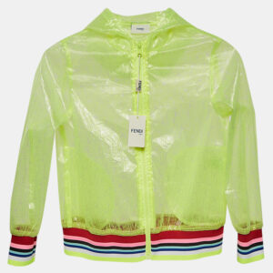 Fendi Neon Green Printed Synthetic Sheer Jacket 9Y