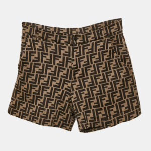 Fendi Kids Brown Zucca Pattern Jacquard Knit Shorts 10 Yrs