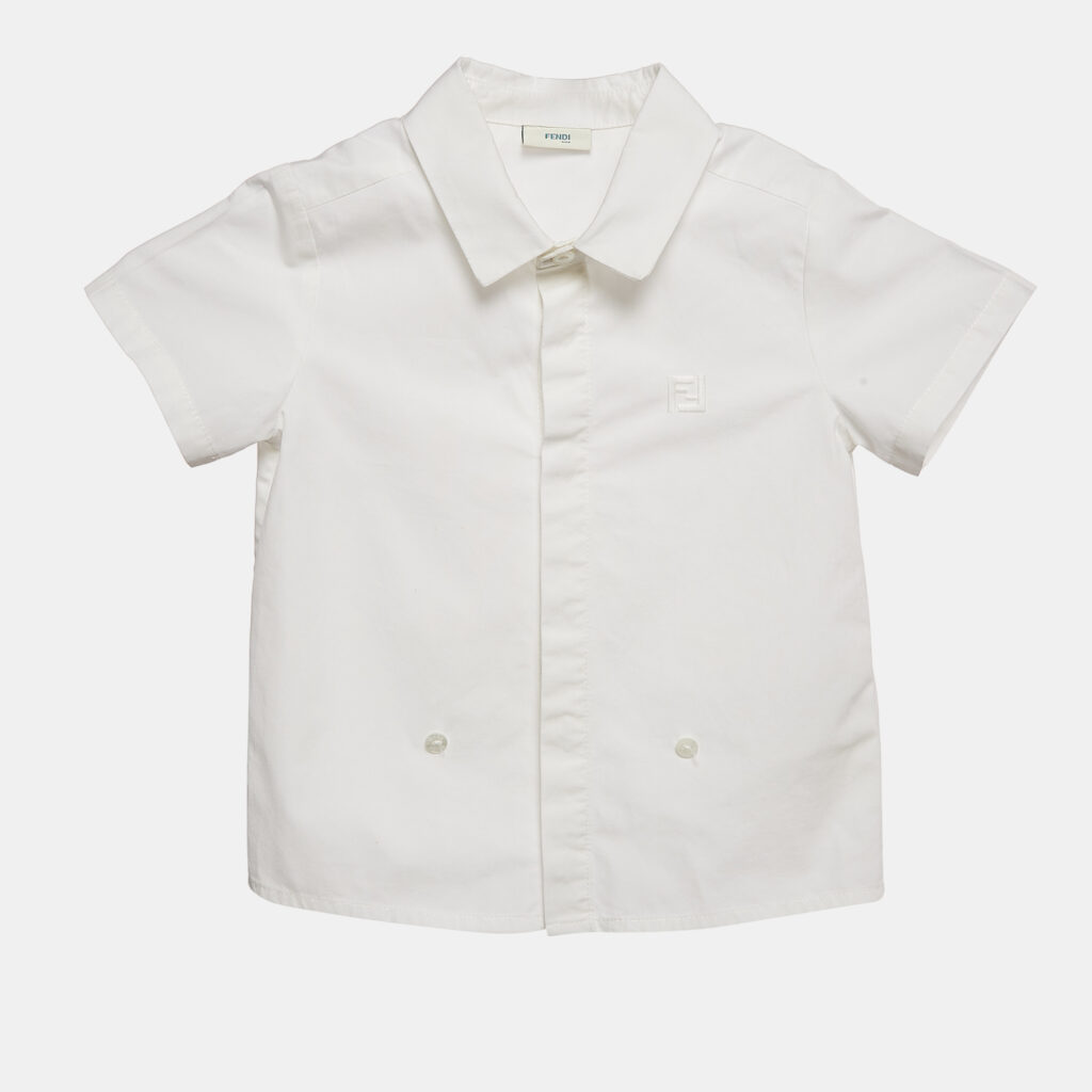 luxury-kids-fendi-used-boys-p1140856-006 Fendi Kids White Cotton Blend Shirt 18M