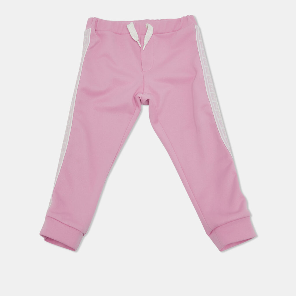 Fendi Kids Pink Jersey Logo Tape Trimmed Track Pants 24 M