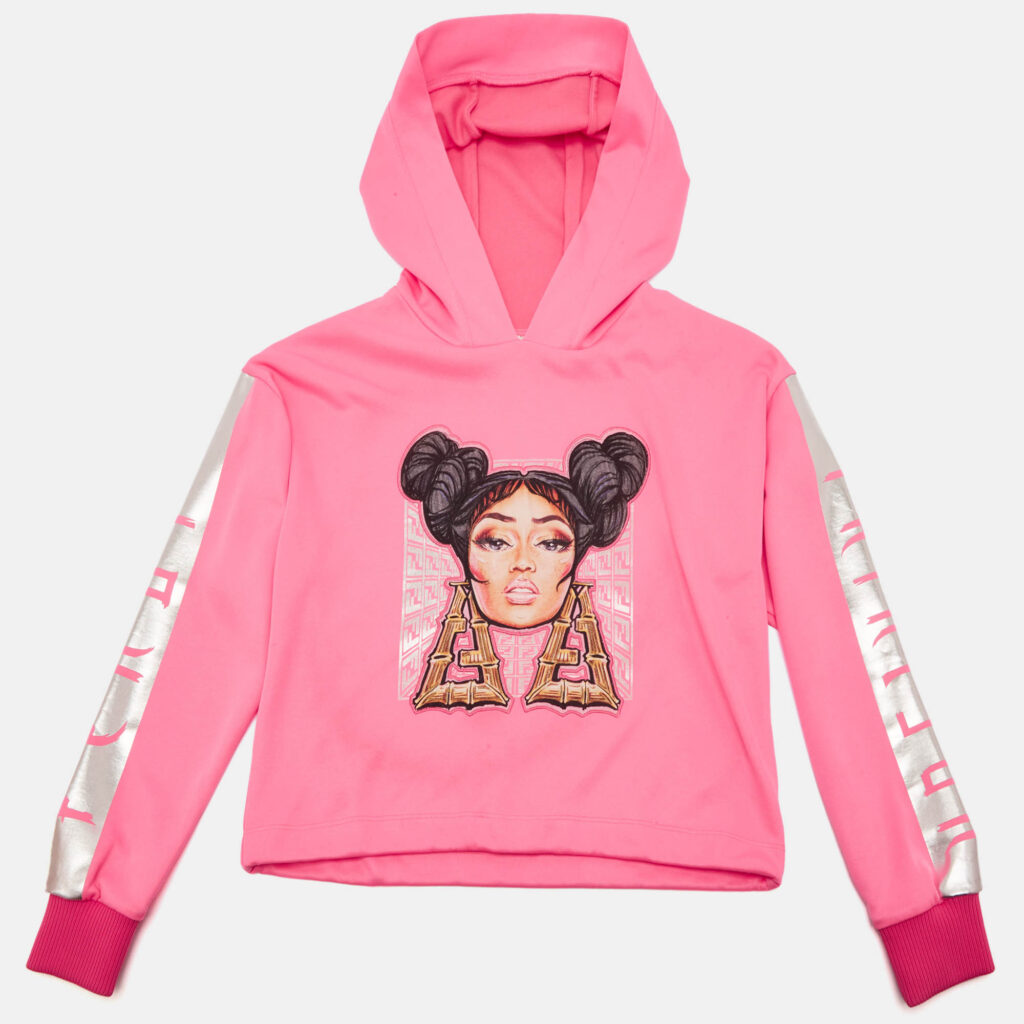 Fendi Kids Pink Nicki Minaj Print Jersey Hoodie 10 Yrs