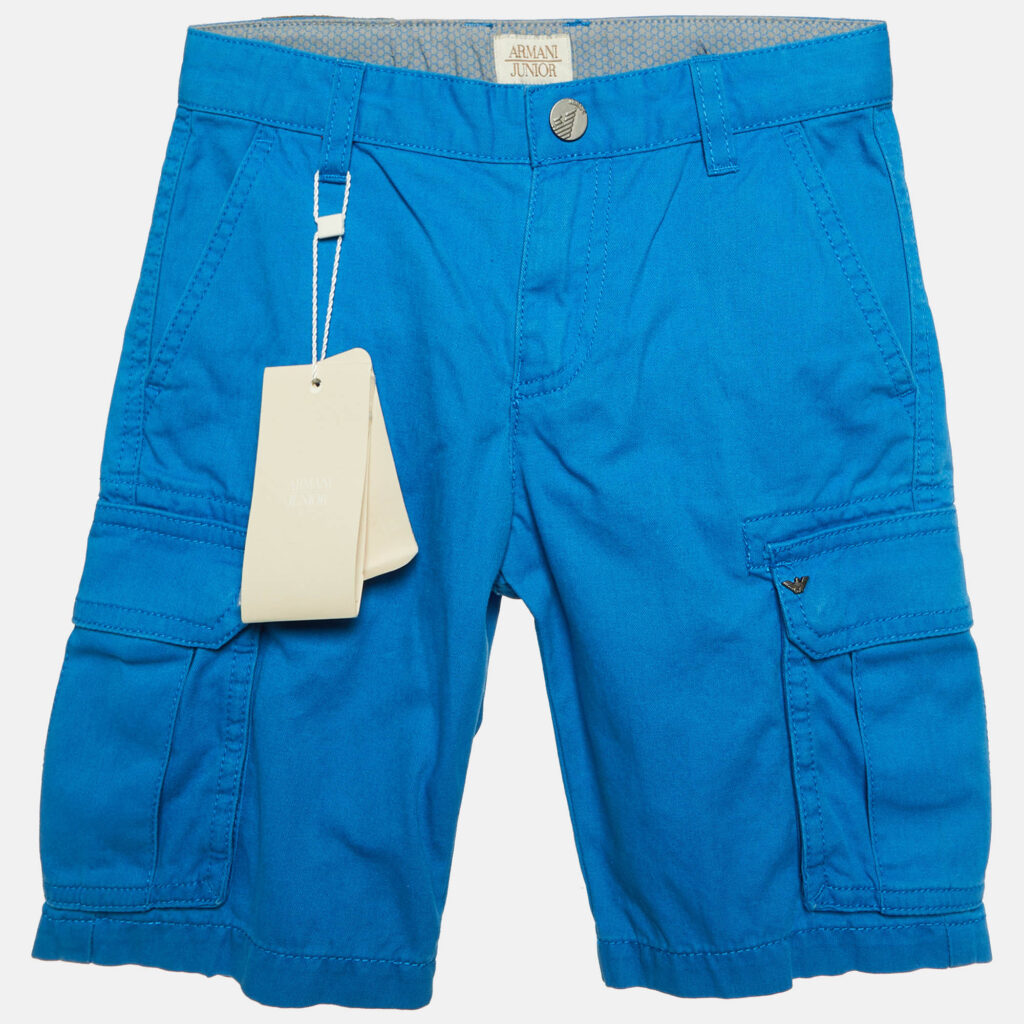 luxury-kids-giorgio-armani-new-boys-p1092285-008 Armani Junior Blue Cotton Bermuda Shorts 6 Yrs