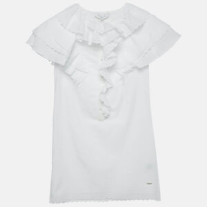 Givenchy Kids White Broderie Fracaise Cotton Ruffled Dress 10 Yrs