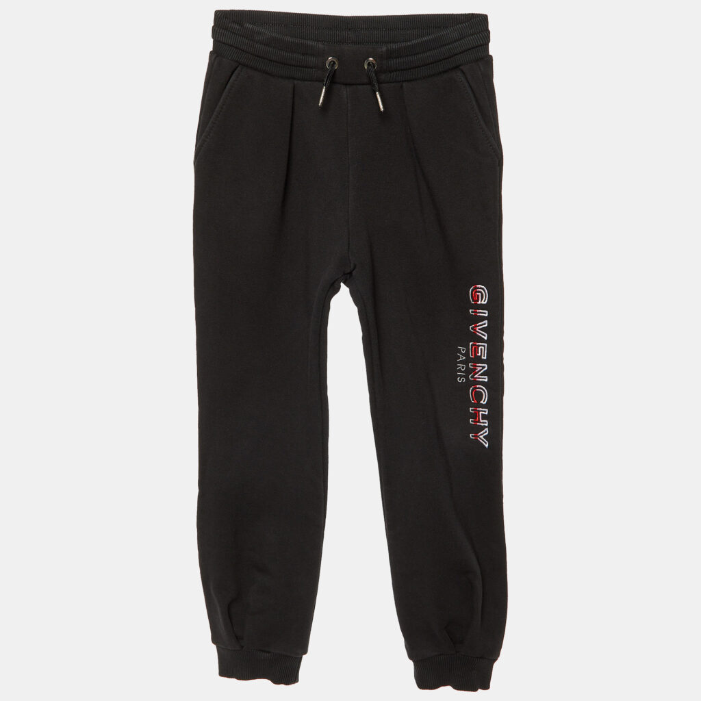 luxury-kids-givenchy-used-girls-p1152699-005 Givenchy Kids Black Cotton Logo Embroidered Joggers Size 6 Yrs