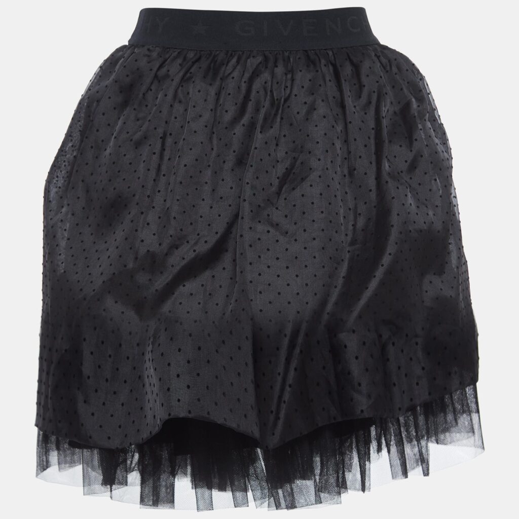 luxury-kids-givenchy-used-girls-p923030-002 Givenchy Black Dotted Silk Tiered Skirt (10 Yrs)