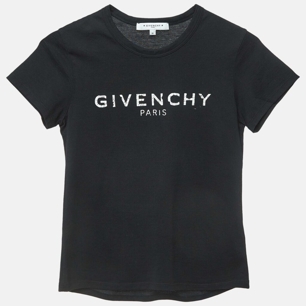 luxury-kids-givenchy-used-girls-p923813-005 Givenchy Black Cracked Logo Print Cotton T-Shirt (12 Yrs)