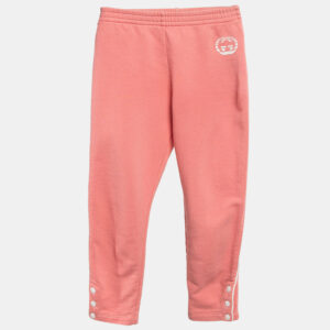 Gucci Pink Logo Print Cotton Knit Trackpants 6 Yrs
