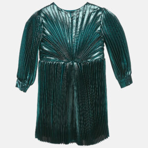 Gucci Kids Green Lam&eacute; Pleated Dress 5 Yrs