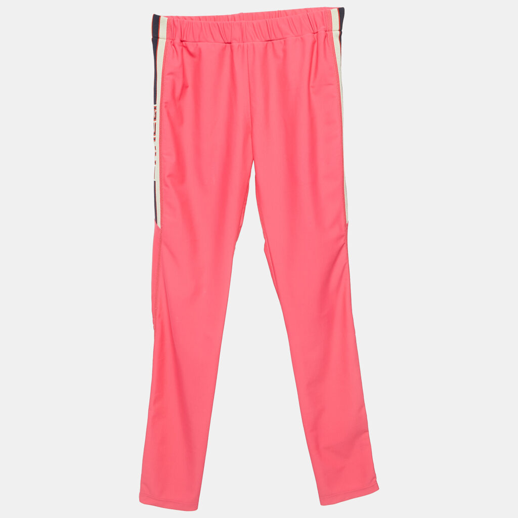 luxury-kids-gucci-used-girls-p924030-006 Gucci Neon Pink Logo Tape Detail Leggings (10 Yrs)