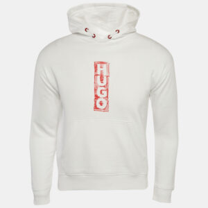 Hugo Boss Kids White Printed Cotton Hoodie 12 Yrs