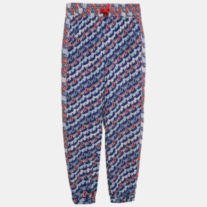 Kenzo Kids Blue/Red Printed Crepe Track Pants 8 Yrs