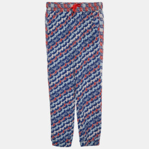 Kenzo Kids Royal Blue Printed Crepe Pants 8 Yrs