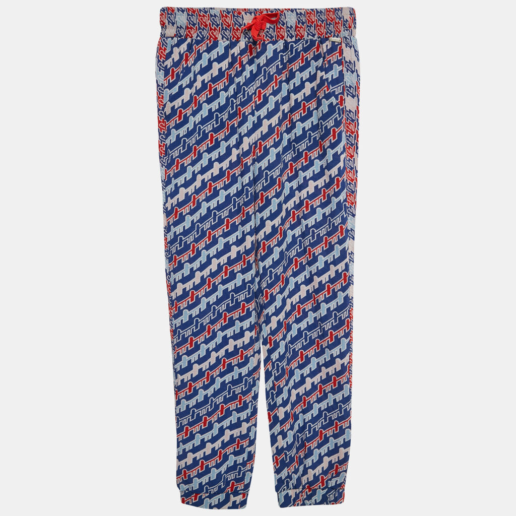Kenzo Kids Royal Blue Printed Crepe Pants 8 Yrs