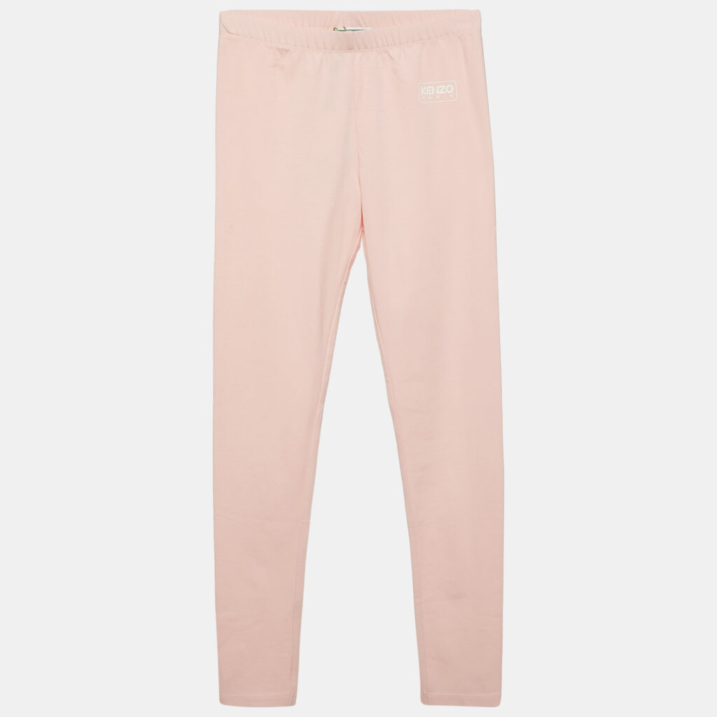 luxury-kids-kenzo-new-girls-p1145643-005 Kenzo Kids Pink Logo Print Cotton Knit Leggings 12 Yrs