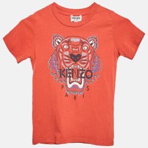 Kenzo Kids Red Tiger Logo Print Jersey T-Shirt 4 Yrs