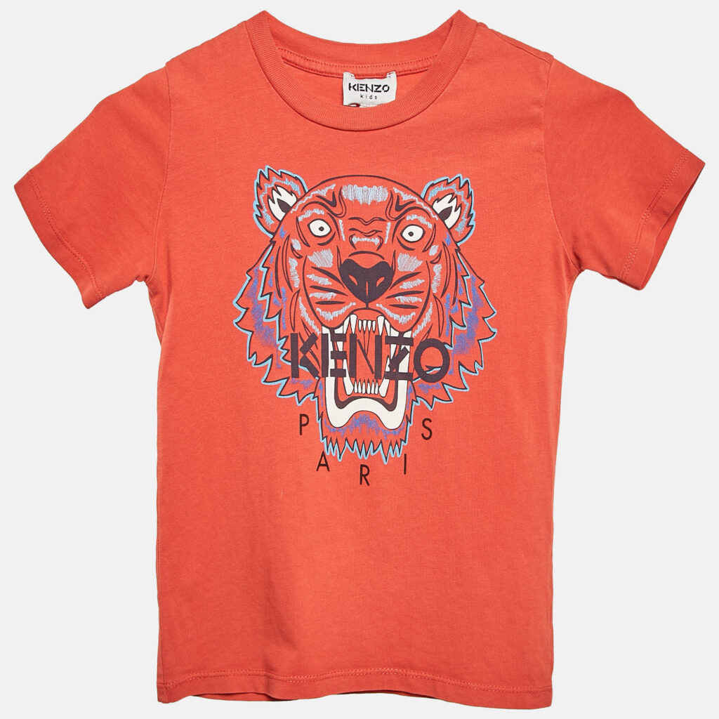 luxury-kids-kenzo-used-boys-p1080701-008 Kenzo Kids Red Tiger Logo Print Jersey T-Shirt 4 Yrs