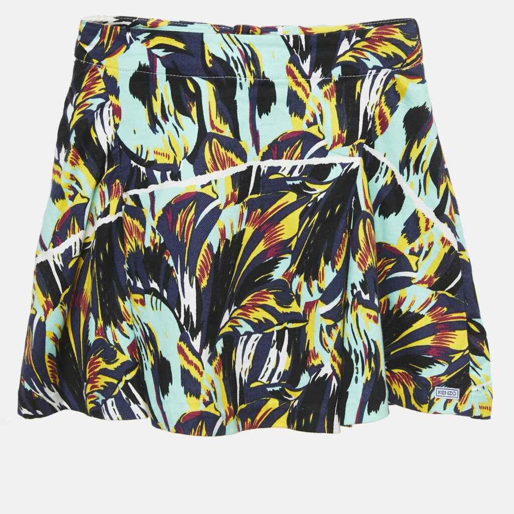 luxury-kids-kenzo-used-girls-p1129438-005 Kenzo Kids Multicolor Abstract Print Cotton Skirt 10 Yrs