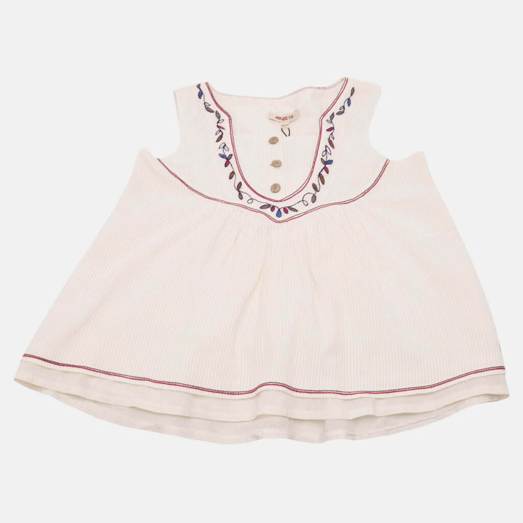 luxury-kids-kenzo-used-girls-p1139762-002 Kenzo White Embroidered Cotton Sleeveless Top 10 Yrs