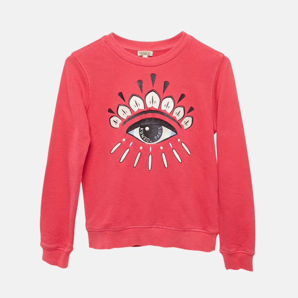 luxury-kids-kenzo-used-girls-p1170137-007 Kenzo Pink Eye Logo Embroidered Cotton Knit Sweatshirt 10 Yrs
