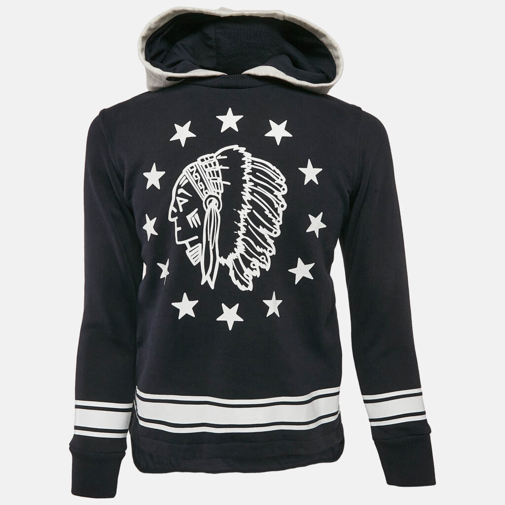 luxury-kids-moncler-new-boys-p1129476-002 Moncler Kids Navy Blue Printed Cotton Hoodie Sweatshirt 10 Yrs