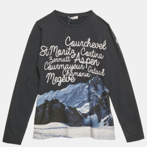 Moncler Kids Navy Blue St Moritz Print Jersey T-Shirt 10 Yrs