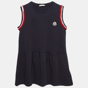 Moncler Navy Blue Cotton Knit Ruffled Sleeveless Top 12 Yrs
