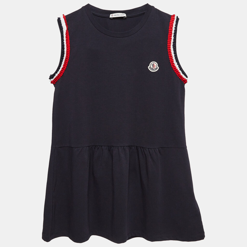 luxury-kids-moncler-used-girls-p1039390-007 Moncler Navy Blue Cotton Knit Ruffled Sleeveless Top 12 Yrs
