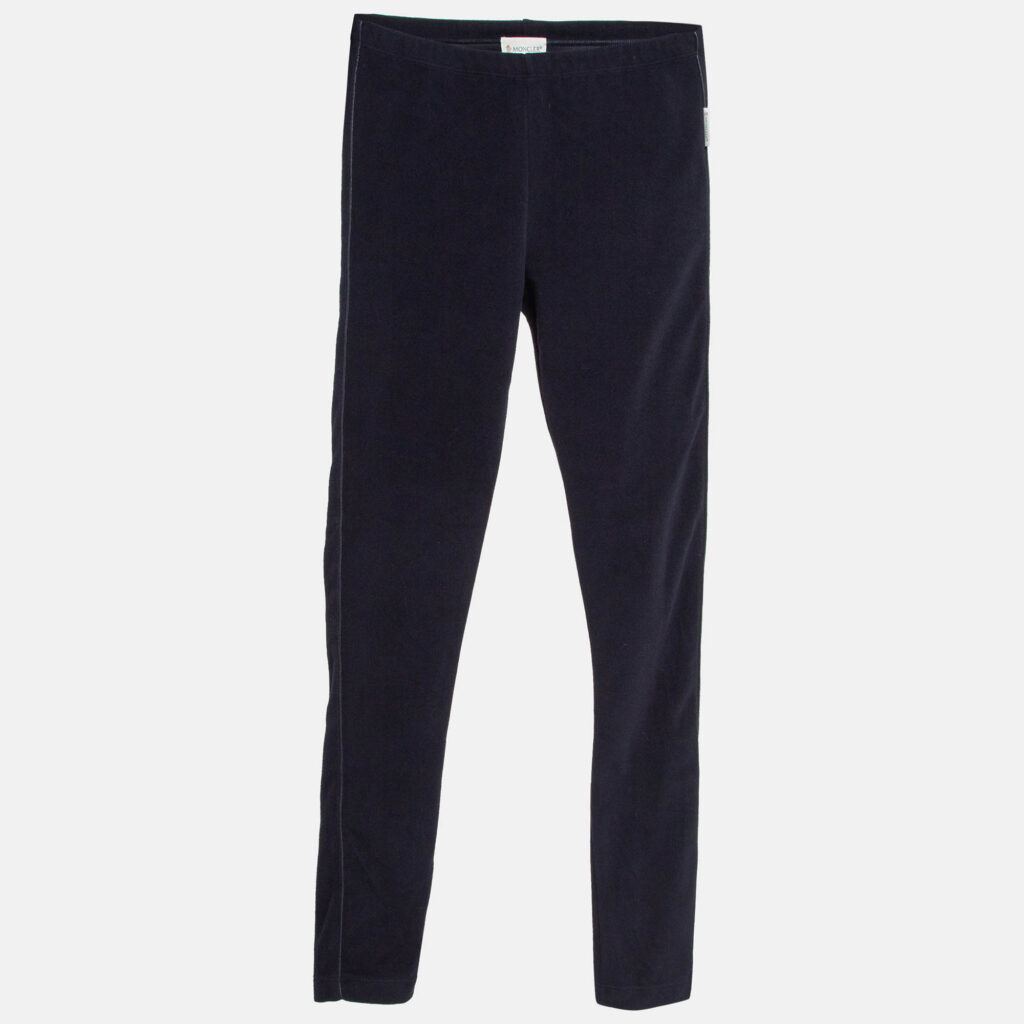 luxury-kids-moncler-used-girls-p1041694-007 Moncler Navy Blue Velvet Knit Leggings 12 Yrs