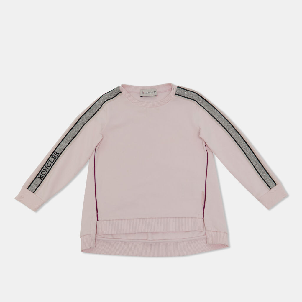 Moncler Kids Pink Cotton Tape Trimmed Sweatshirt 2 Yrs