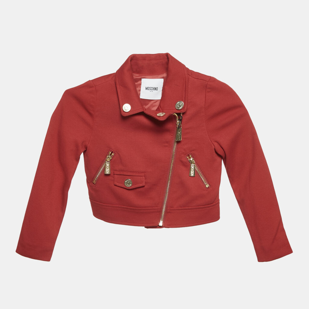luxury-kids-moschino-new-boys-p1144969-001 Moschino Kid Red Jersey Zip-Up Jacket 4 Yrs