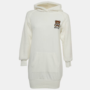 Moschino Teen White Teddy Bear Cotton Hoodie Dress (12 Yrs)