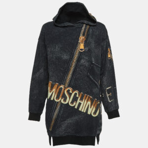 Moschino Teen Grey Printed Cotton Hoodie Dress (12 Yrs)