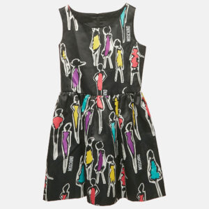 Moschino Black Printed Synthetic Sleeveless Dress 12 Yrs