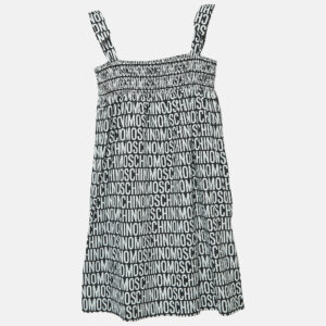 Moschino Teen Black/White Logo Print Cotton Poplin Dress (10 Yrs)