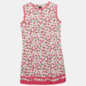 Oscar de la Renta Kids Pink Floral Print Cotton Sleeveless Dress 12 Yrs