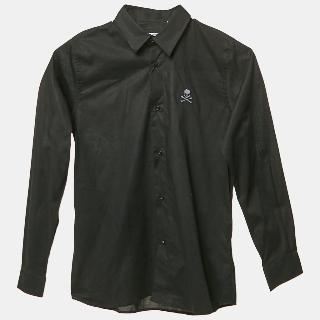 luxury-kids-philipp-plein-new-boys-p1128712-004 Philipp Plein Junior Black Cotton Button Front Shirt 10 Yrs