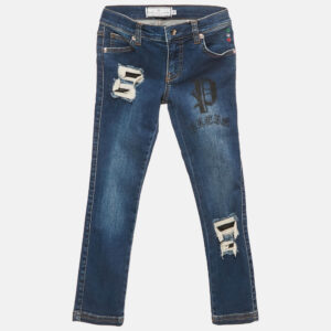 Philipp Plein Kids Blue Ripped Denim Jeans 6 Yrs Waist 22"