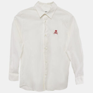 Philipp Plein Junior White Cotton Little Boss Shirt 10 Yrs