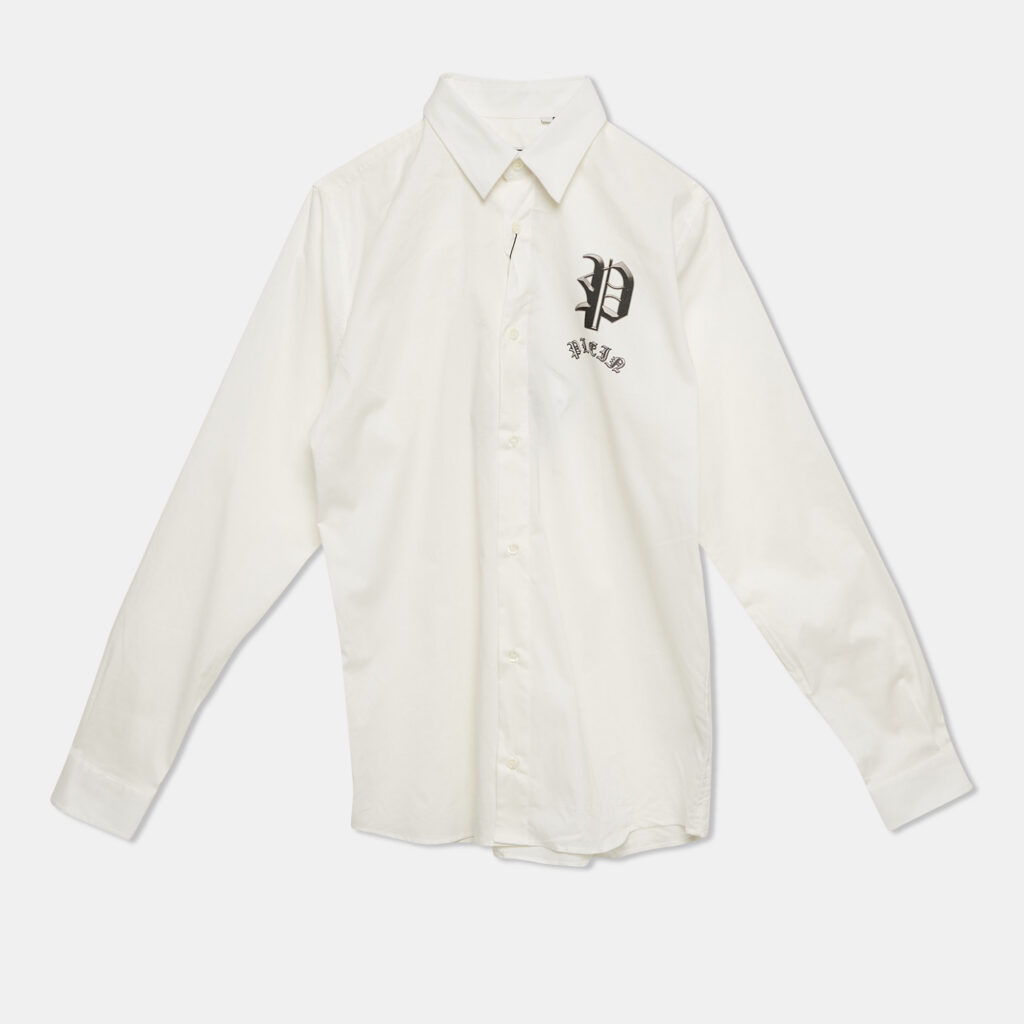 Philipp Plein Junior White Cotton Long Sleeve Shirt 12 Yrs