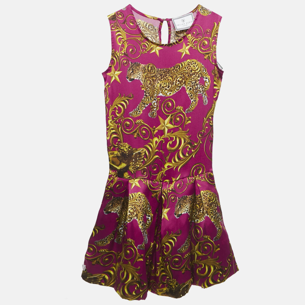 luxury-kids-philipp-plein-new-girls-p1129058-004 Phillip Plein Junior Pink Printed Silk Sleeveless Dress 12 Yrs