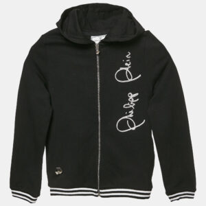 Philipp Plein Junior Kids Black Cotton Rhinestone Jacket 10-11 Yrs