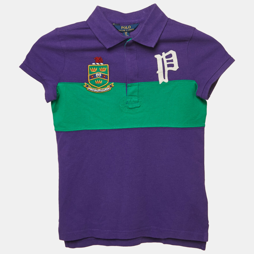 Polo Ralph Lauren Kids Purple/Green Applique Pique Polo T-Shirt 7 Yrs