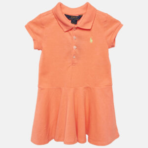 Polo Ralph Lauren Kids Orange Pique Flared Polo Dress 3 Yrs